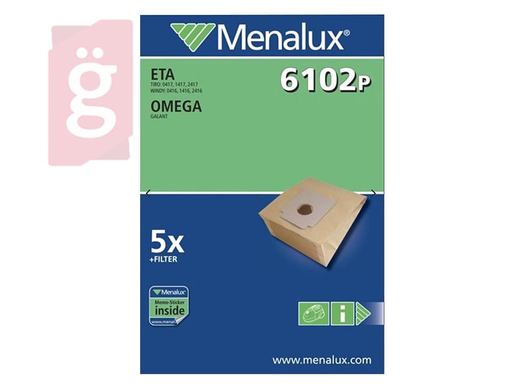 Kép a(z) IZ-416GY Menalux 6102P ETA 1416, 2416 TIRO / 0417, 1417,  2417 WINDY (E20) Gyári papír porzsák (5db+2filter/csomag)  nevű termékről