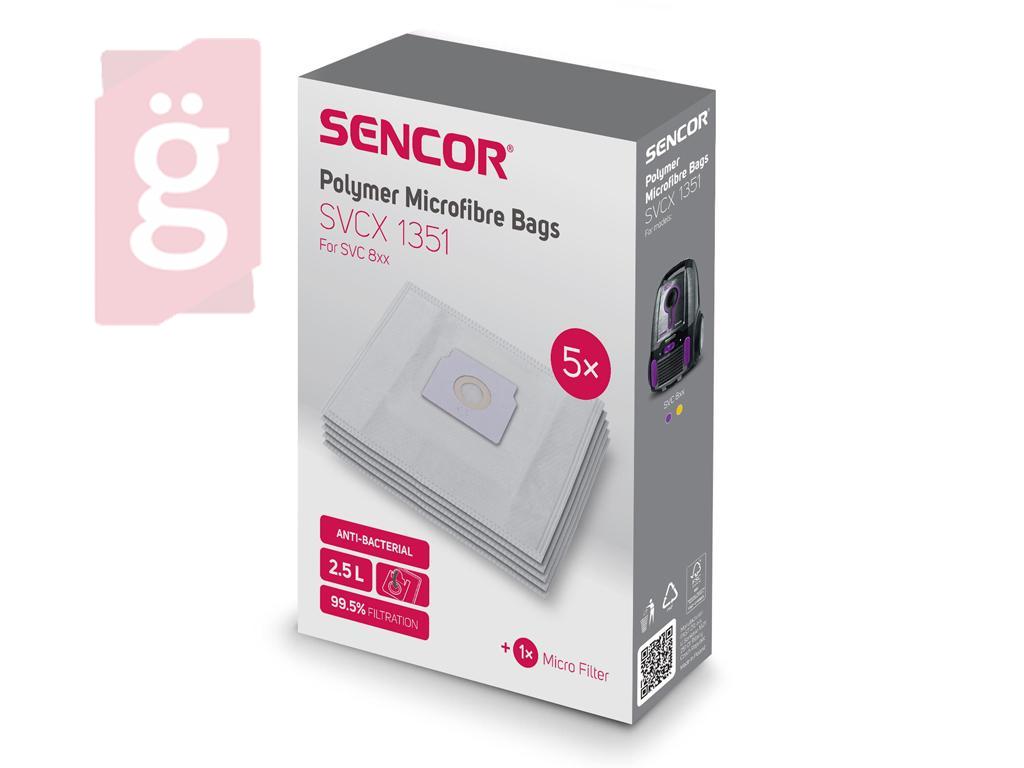 Kép a(z) IZ-SVCX1351 Sencor SVCX1351 / SVC 8 Gyári mikroszálas porzsák (5db+1filter/csomag) nevű termékről