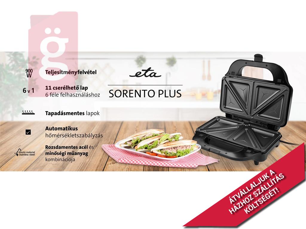 Kép a(z) Szendvicssütő ETA 5151 Sorento Plus 6 cserélhető tapadásmentes lappal 900W / 515190000 rozsdamentes nevű termékről