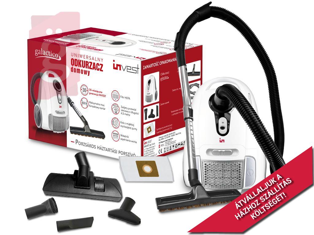 Kép a(z) INVEST Galactico porzsákos háztartási porszívó 850W / INC-ODK-001/2025  nevű termékről