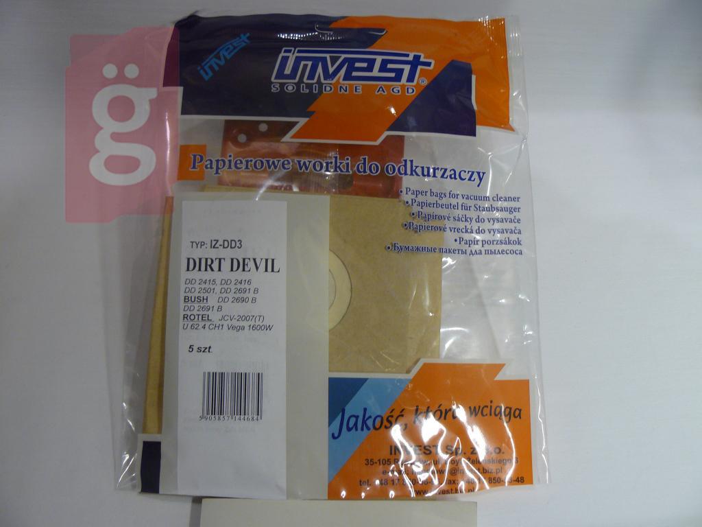 Kép a(z) IZ-DD3 Invest Kompatibilis papír porzsák (5db/csomag) nevű termékről