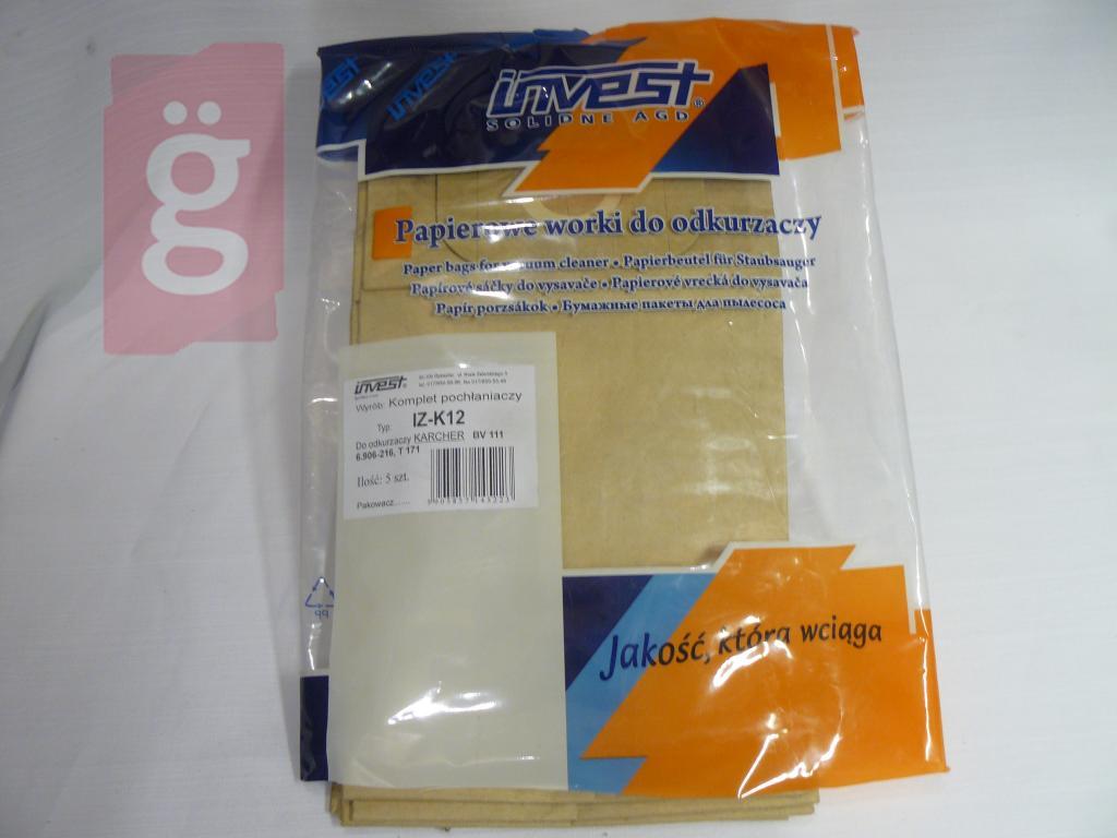 Kép a(z) IZ-K12 Invest KARCHER T 171 Kompatibilis papír porzsák (5db/csomag) nevű termékről