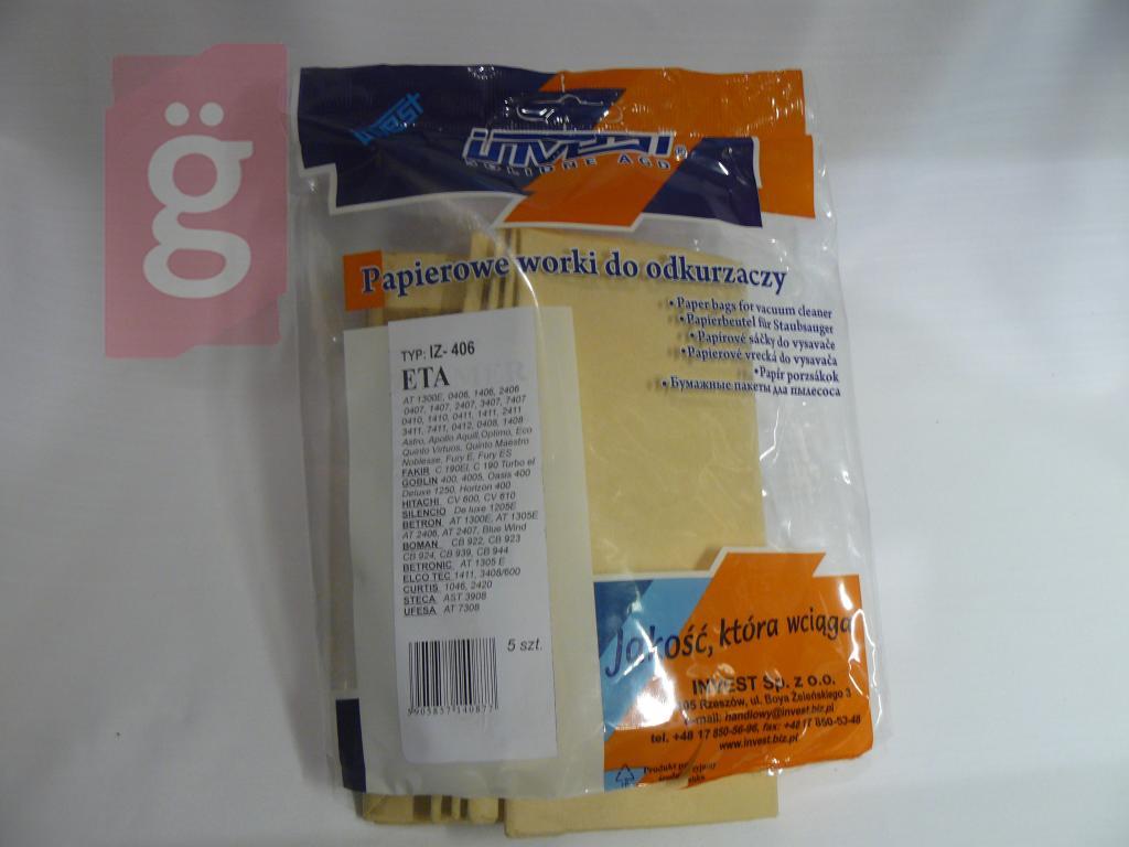 Kép a(z) IZ-406 Invest ETA Astro 0406 Kompatibilis papír porzsák (5db/csomag) nevű termékről