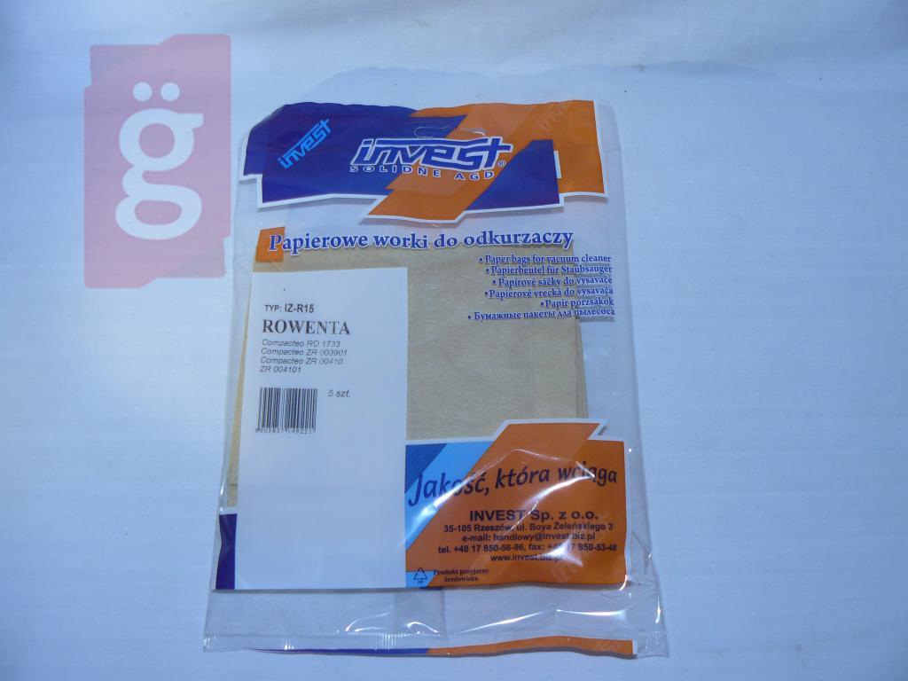 Kép a(z) IZ-R15 Invest Rowenta Kompatibilis papír porzsák (5db/csomag) nevű termékről