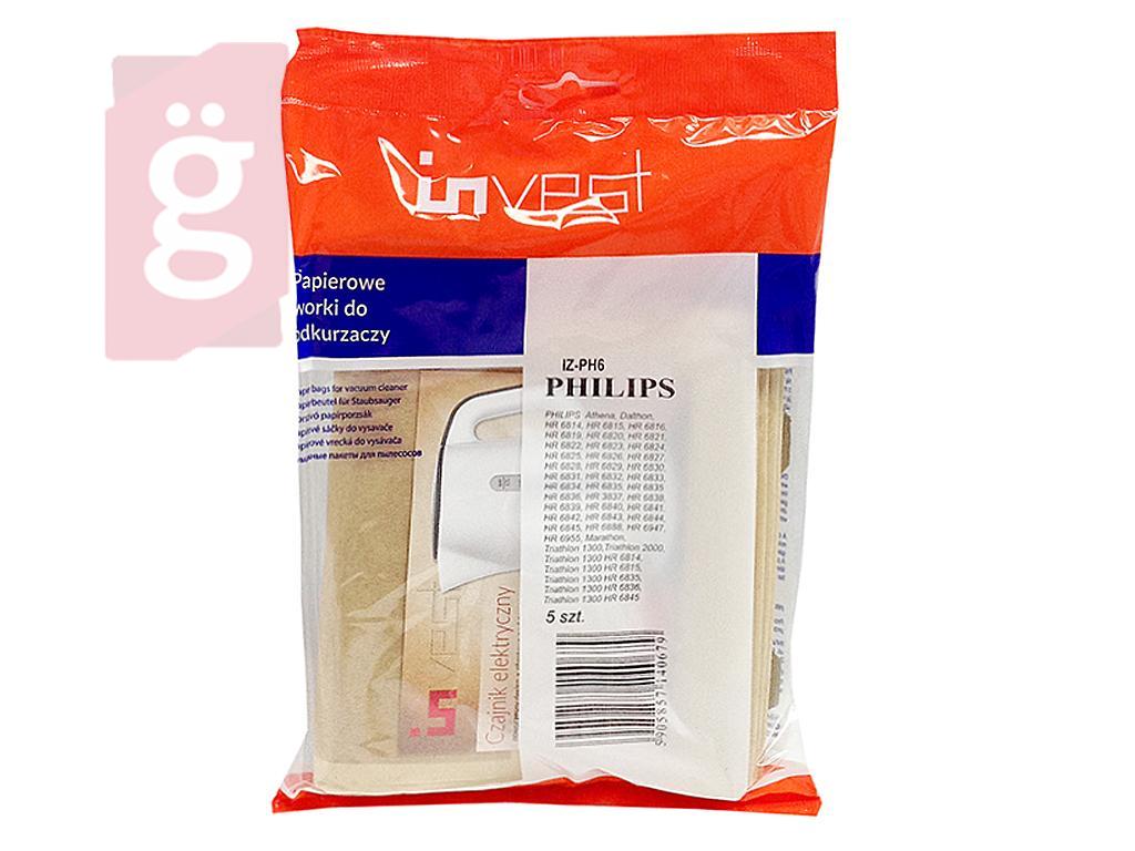 Kép a(z) IZ-PH6 Invest Philips Triathlon  stb.  Kompatibilis papír porzsák (5db/csomag) nevű termékről