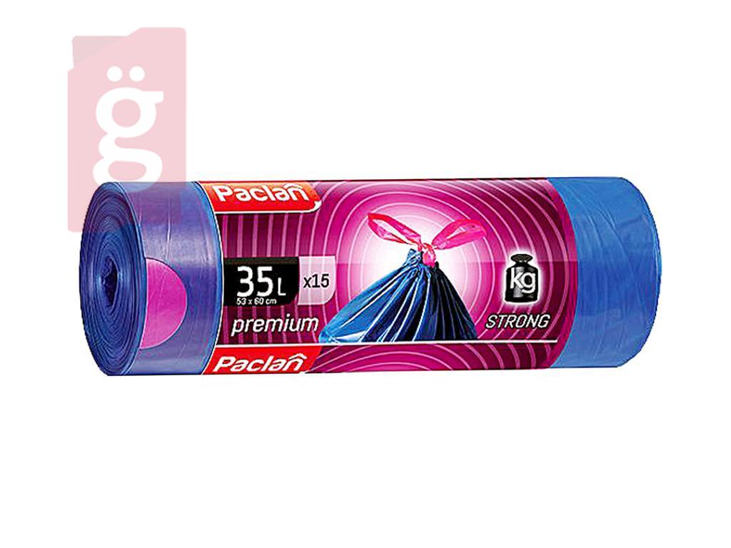 Kép a(z) Paclan Prémium Zárszalagos Szemeteszsák 35L (15db/tekercs) 53cmx60cm 30my nevű termékről
