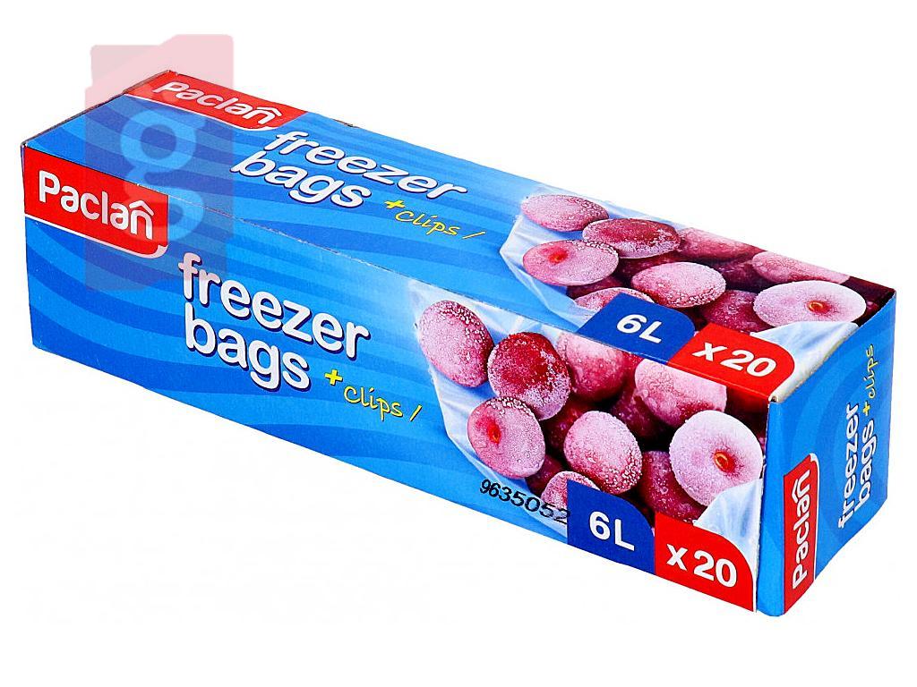 Kép a(z)  Paclan Mélyhűtőzacskó Dobozos 6literes (20db/csomag) 30cmx46cm+Clips nevű termékről