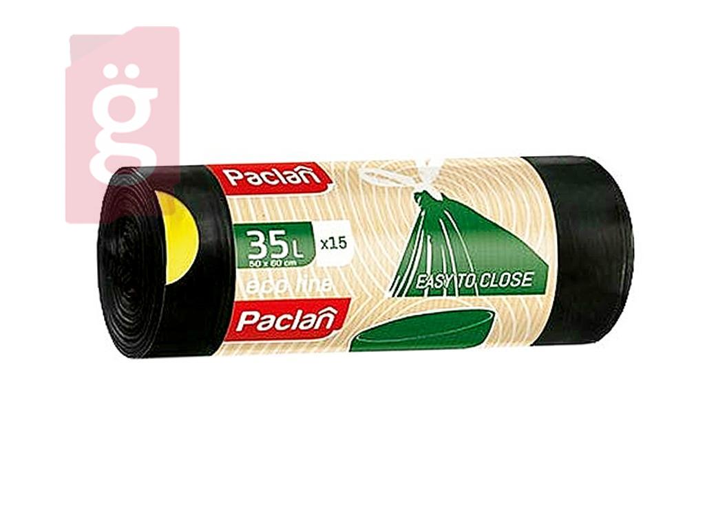 Kép a(z) Paclan Ecoline Zárszalagos szemeteszsák 35l (15db/tekercs) 50cmx60cm 23my Újrahsznosított anyagból készült! nevű termékről