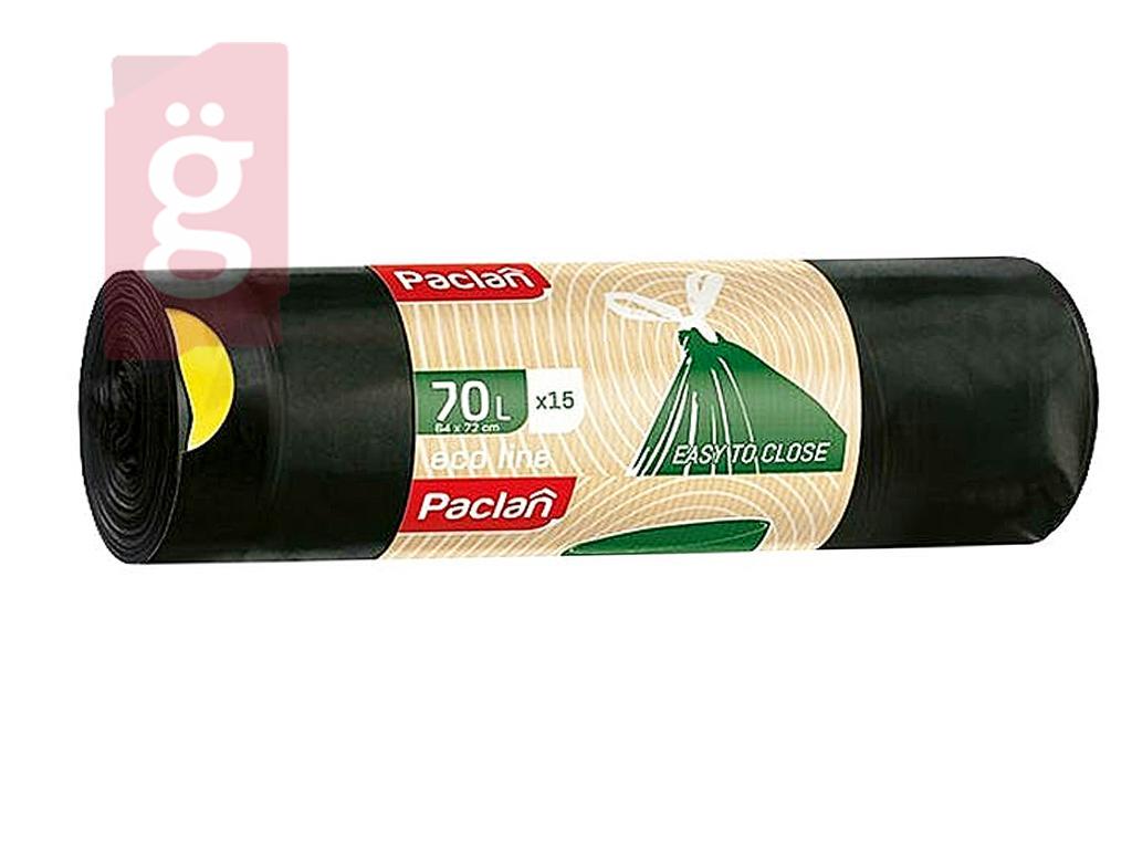 Kép a(z) Paclan Ecoline Zárszalagos szemeteszsák 70l (15db/tekercs) 64cmx72cm  Újrahasznosított anyagból készült! nevű termékről