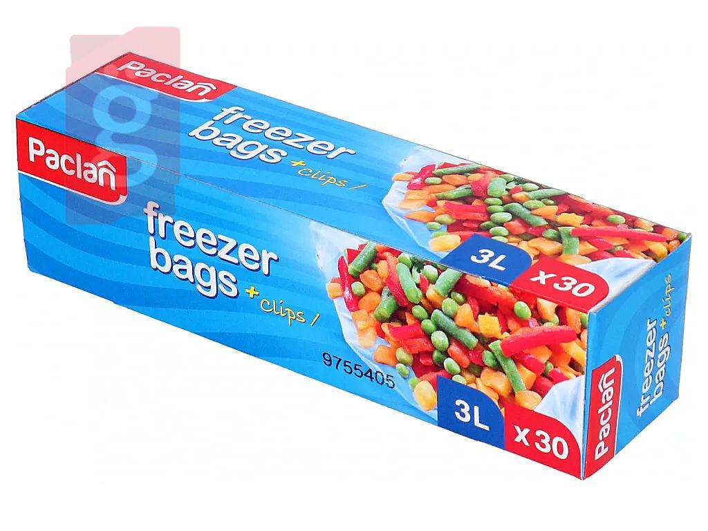 Kép a(z)  Paclan Mélyhűtőzacskó Dobozos 3literes (30db/csomag) 25cmx32cm+Clips nevű termékről