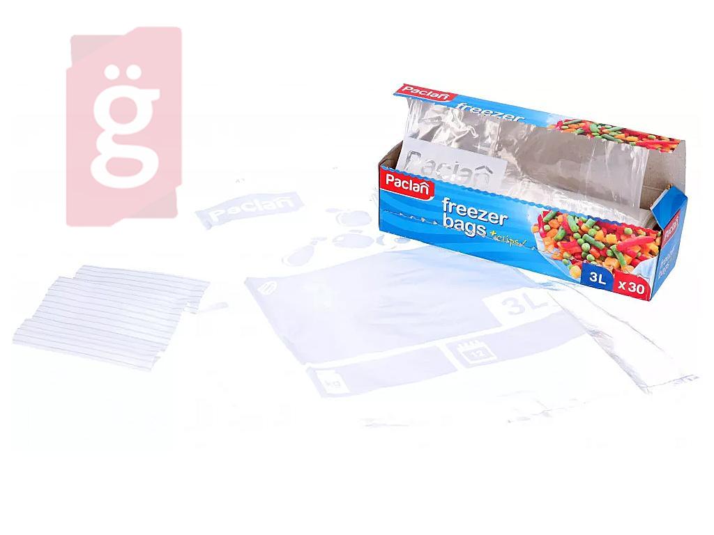 Kép a(z)  Paclan Mélyhűtőzacskó Dobozos 3literes (30db/csomag) 25cmx32cm+Clips nevű termékről