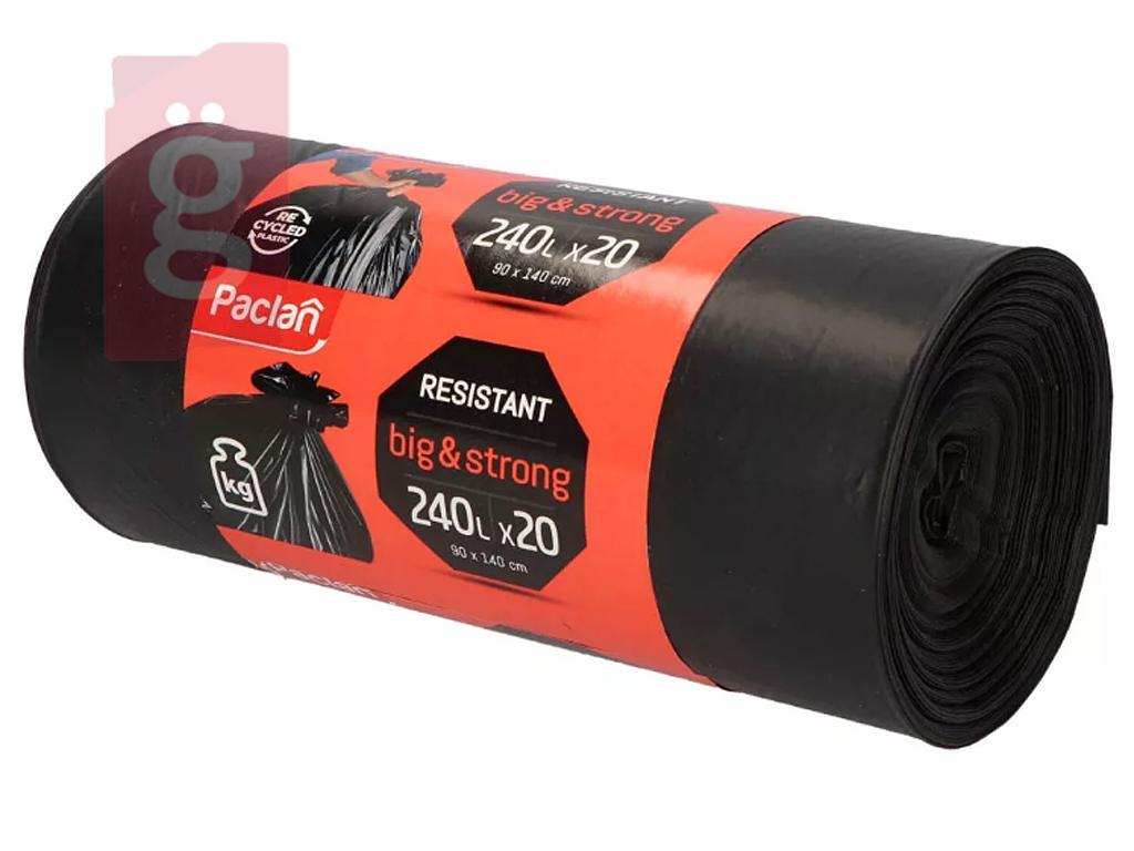 Kép a(z) Paclan Big&Strong Fekete Szemeteszsák 240L (20db/tekercs) 90cmx140cm 40my nevű termékről
