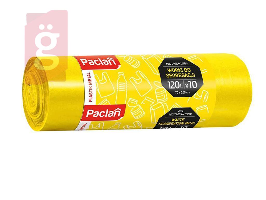Kép a(z) Paclan Szelektív Műanyag Gyűjtő Szemeteszsák 120L (10db/tekercs) 70cmx110cm 17my nevű termékről