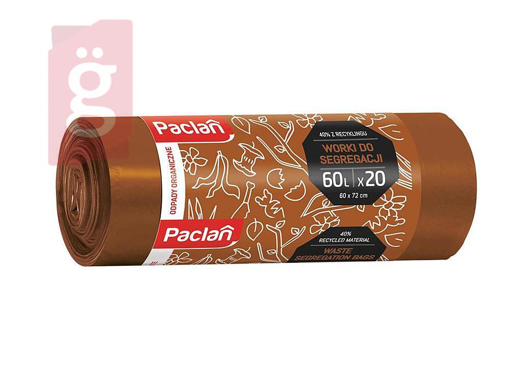 Kép a(z) Paclan Szelektív Bio Hulladék Gyűjtő Szemeteszsák 60L (20db/tekercs) 63cmx71cm 11my nevű termékről