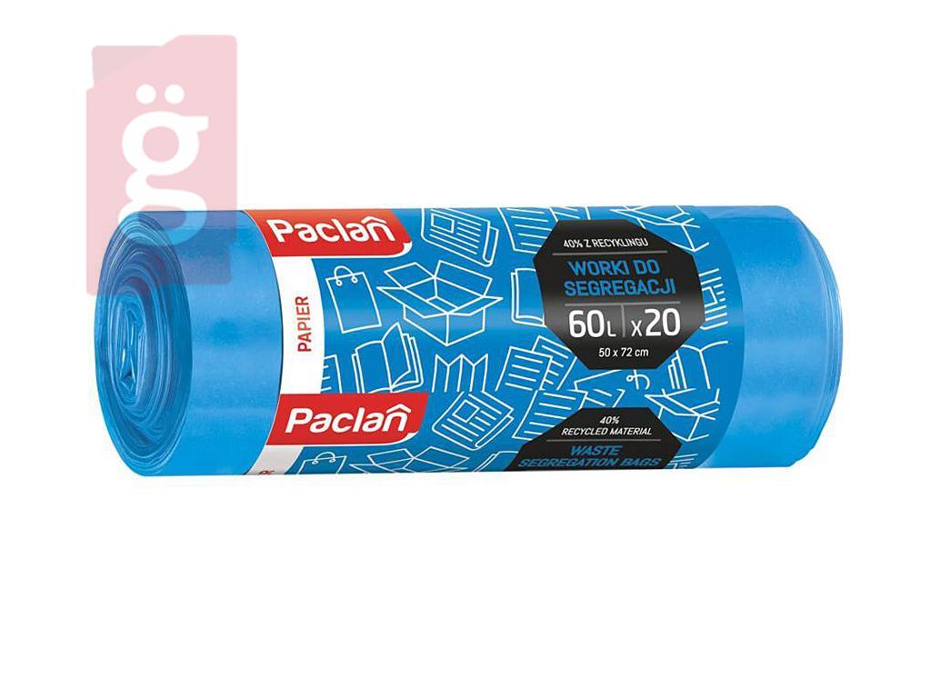 Kép a(z) Paclan Szelektív Papír Gyűjtő Szemeteszsák 60L (20db/tekercs) 50cmx72cm 11my nevű termékről