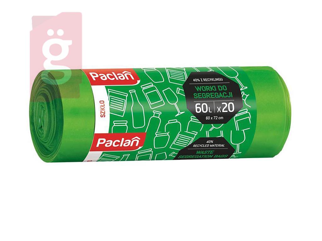 Kép a(z) Paclan Szelektív Üveg Gyűjtő Szemeteszsák 60L (20db/tekercs) 60cmx72cm 11my nevű termékről