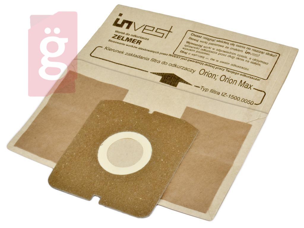 Kép a(z) IZ-1500.0055 Invest ZELMER Orion Twister Twist stb.Kompatibilis papír porzsák (5db/csomag) nevű termékről