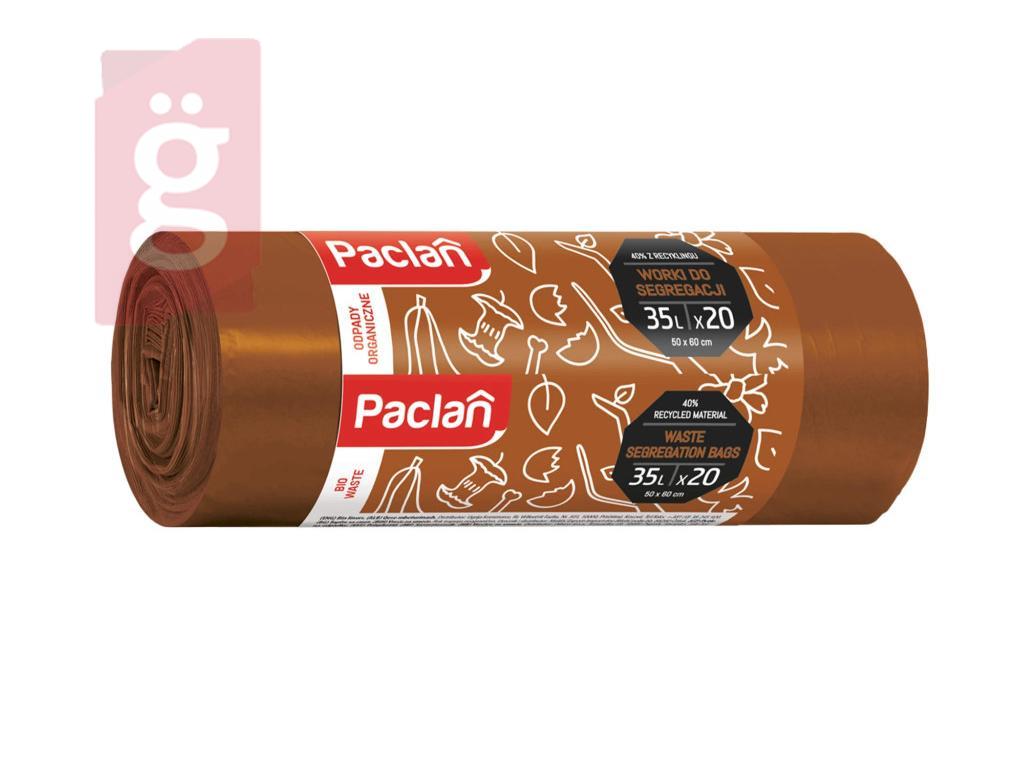 Kép a(z) Paclan Szelektív Bio Hulladék Gyűjtő Szemeteszsák 35L (20db/tekercs) 50cmx60cm 9my nevű termékről